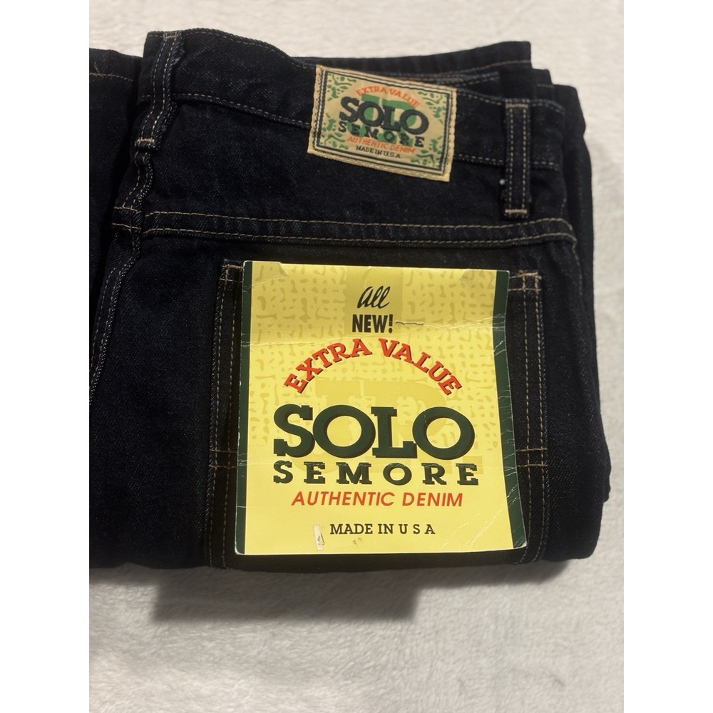 NEW Vintage Solo‎ Semore Jeans 90s Made In USA Women 17/18 Straight Dark Wash